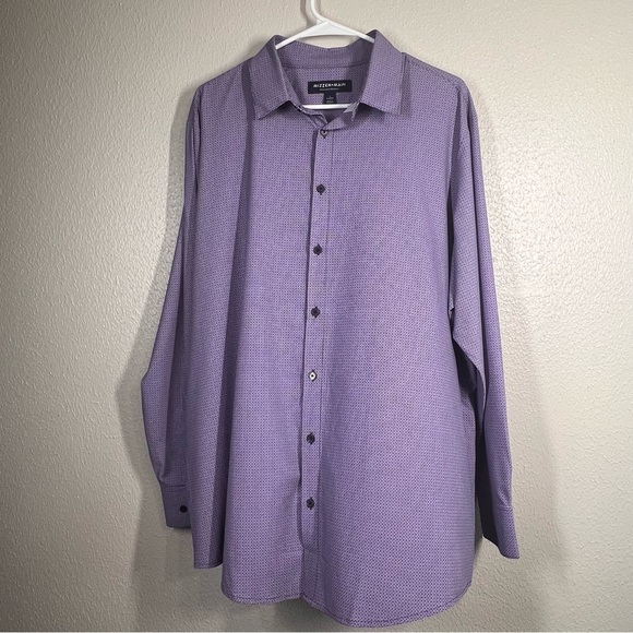 Mizzen Main Shirt Mens Size Large Classic Purple Geometric Stretch Career Button - Picture 12 of 12